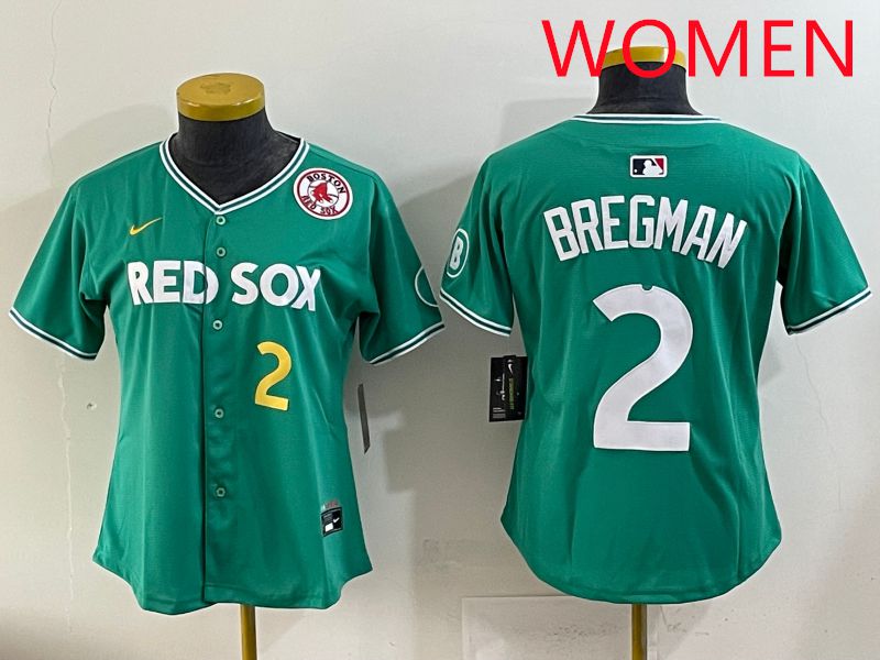 Women 2025 Boston Red Sox 2 Bregman Dark Green Joint Name Nike MLB Jersey style 6